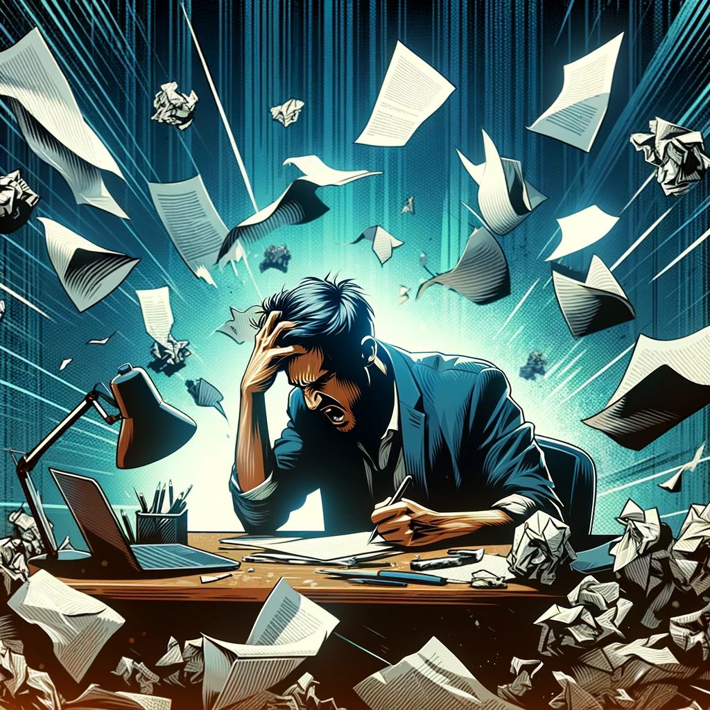 Screenwriter reviewing notes